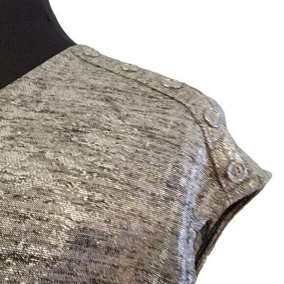 Calvin Klein Top Sleeveless Blouse Women's Sz L Stretch Liquid Gold Business - Picture 6 of 6